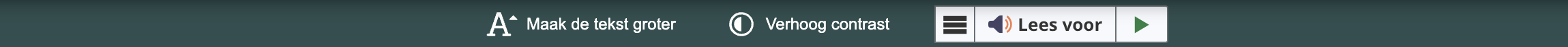 Readspeaker toolbar: maak de tekst groter, verhoog het contrast of lees voor.
